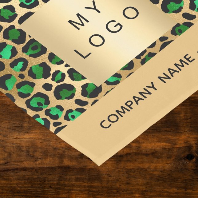 Leopard pattern emeral green gold business logo short table runner (Creator Uploaded)