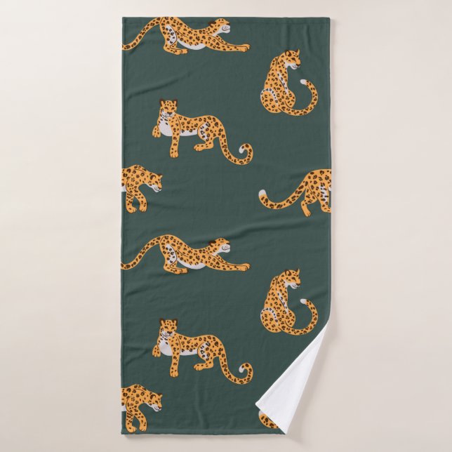 Leopard pattern flat colour seamless design illust bath towel (Bath Towel)