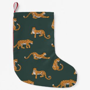 Leopard pattern flat colour seamless design illust small christmas stocking