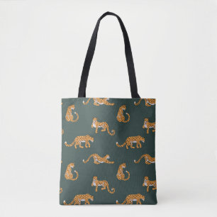 Leopard pattern flat colour seamless design illust tote bag
