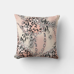 Leopard pattern, flowers, chain, roses cushion