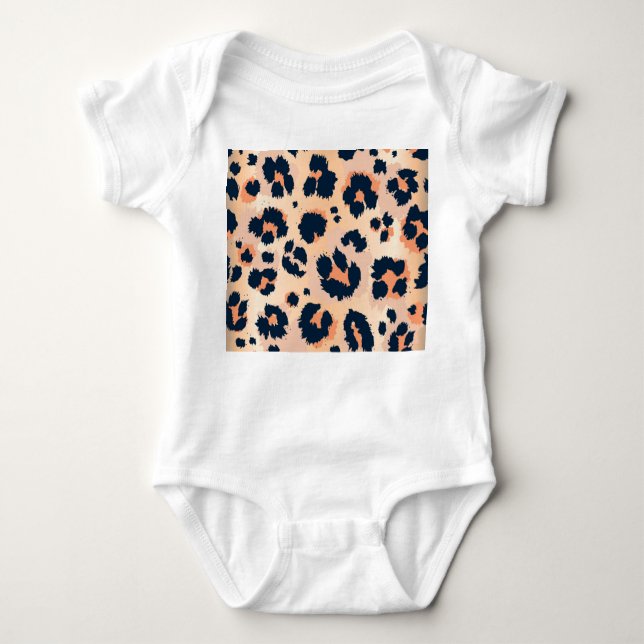 Leopard Pattern: Funny Seamless Design Baby Bodysuit (Front)