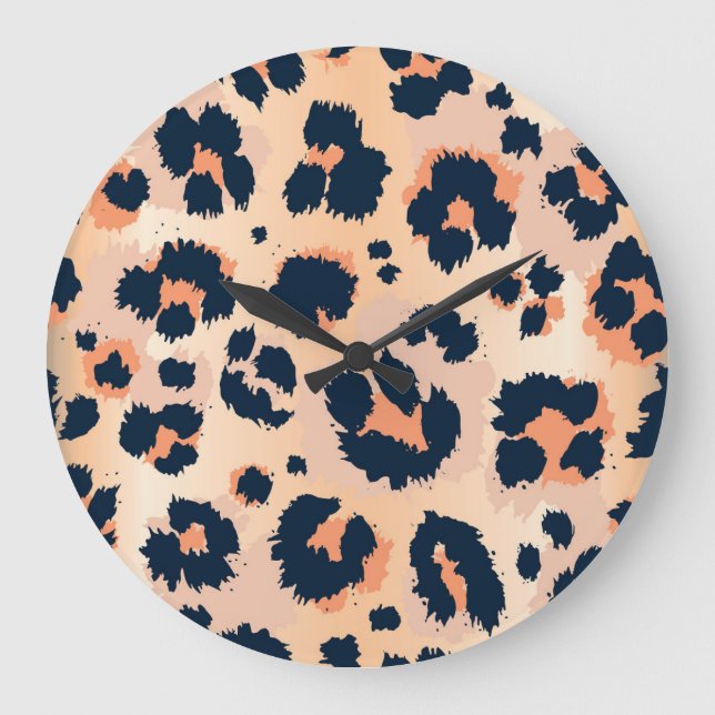 Leopard Pattern: Funny Seamless Design Large Clock (Front)