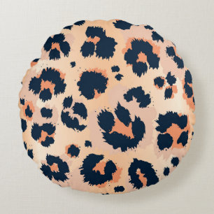 Leopard Pattern: Funny Seamless Design Round Cushion