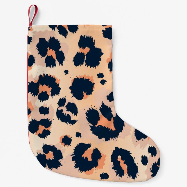 Leopard Pattern: Funny Seamless Design Small Christmas Stocking (Front)