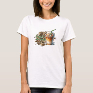 Leopard pattern iced coffee Basic mama funny typo T-Shirt
