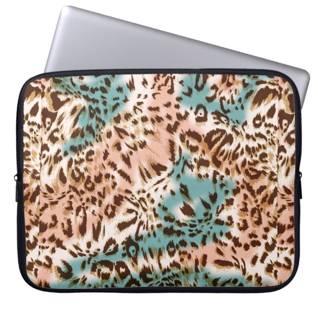 Leopard pattern illustration, animal print  laptop sleeve (Front)