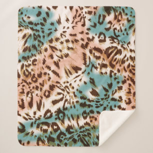 Leopard pattern illustration, animal print  sherpa blanket
