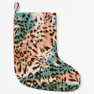 Leopard pattern illustration, animal print small christmas stocking