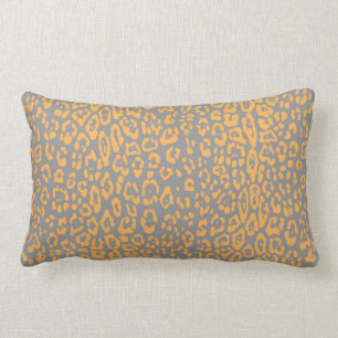 Leopard pattern in mustard yellow and grey lumbar cushion