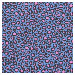 Leopard Pattern in Raspberry on Electric Blue Fabric
