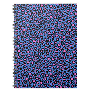 Leopard Pattern in Raspberry on Electric Blue Notebook