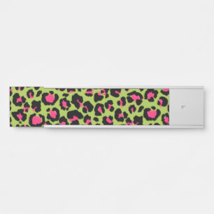 Leopard Pattern in Raspberry on Lime Green Door Sign