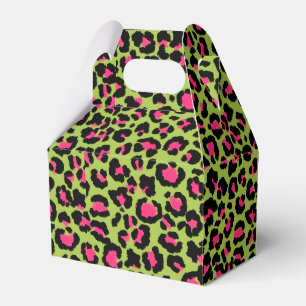 Leopard Pattern in Raspberry on Lime Green Favour Box