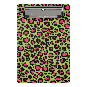 Leopard Pattern in Raspberry on Lime Green Mini Clipboard