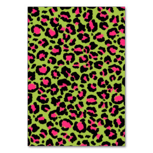 Leopard Pattern in Raspberry on Lime Green Table Number