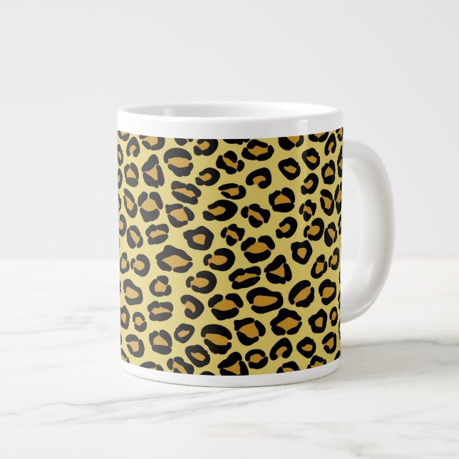 Leopard Pattern Large Coffee Mug (Front Right)