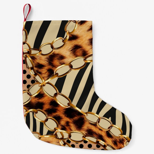 Leopard Pattern, Leopard Print, Animal print,  Small Christmas Stocking (Front)
