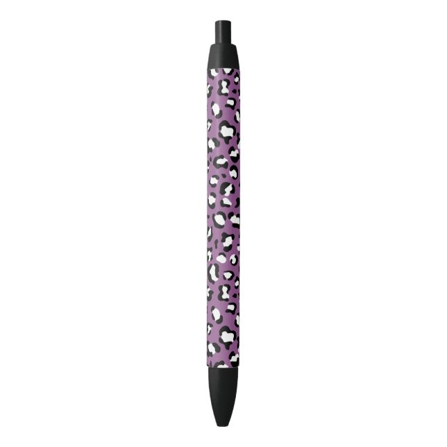 Leopard Pattern, Leopard Spots, Purple Leopard Black Ink Pen (Front Vertical)