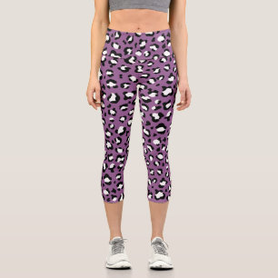 Leopard Pattern, Leopard Spots, Purple Leopard Capri Leggings