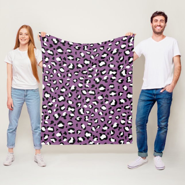 Leopard Pattern, Leopard Spots, Purple Leopard Fleece Blanket (In Situ)