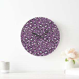 Leopard Pattern, Leopard Spots, Purple Leopard Large Clock