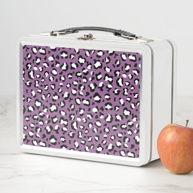 Leopard Pattern, Leopard Spots, Purple Leopard Metal Lunch Box (In Situ)