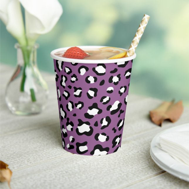 Leopard Pattern, Leopard Spots, Purple Leopard Paper Cups (Insitu)