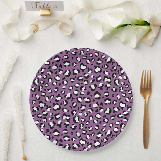 Leopard Pattern, Leopard Spots, Purple Leopard Paper Plate (Wedding)