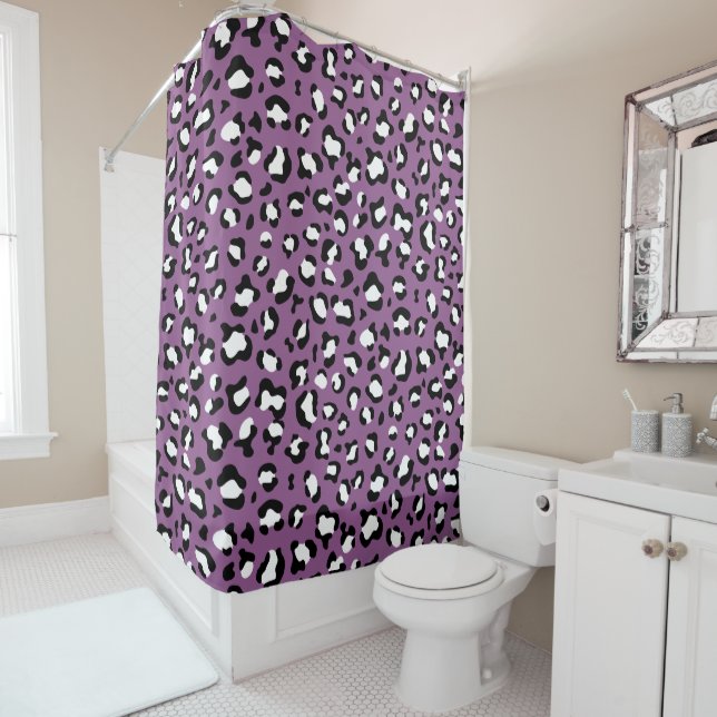 Leopard Pattern, Leopard Spots, Purple Leopard Shower Curtain (In Situ)