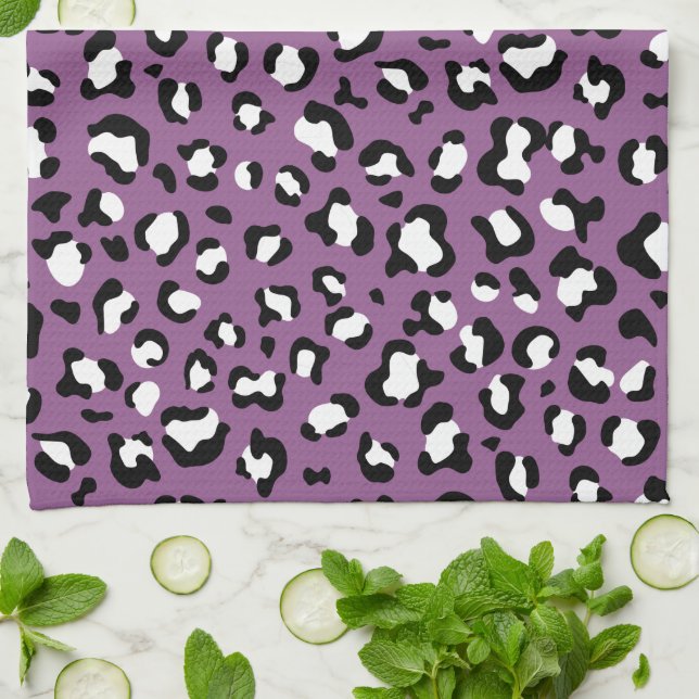 Leopard Pattern, Leopard Spots, Purple Leopard Tea Towel (Folded)