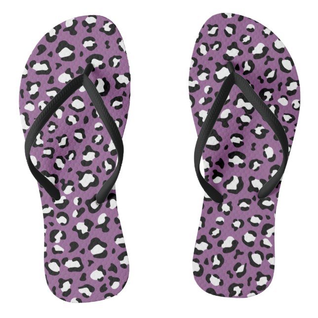 Leopard Pattern, Leopard Spots, Purple Leopard Thongs (Footbed)