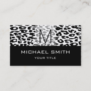 Leopard Pattern Modern Black Monogram #16 Business Card