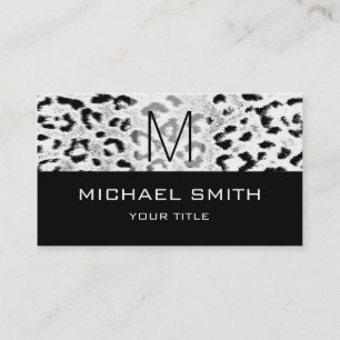 Leopard Pattern Modern Black Monogram #22 Business Card