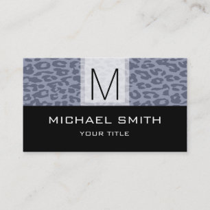 Leopard Pattern Modern Black Monogram #7 Business Card