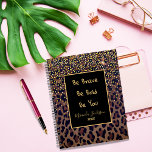 Leopard pattern motivational brown black 2025 planner<br><div class="desc">Elegant,  cool,  glamourous and feminine with brown,  golden and black leopard pattern,  decorated with golden confetti. Personalise and add your name.  Template for a year,  yellow letters. A black frame with the motivational quote: Be Bold,  Be Brave,  Be You.
Perfect for female Entrepreneurs,  make-up artists,  store owners,  consultants.</div>