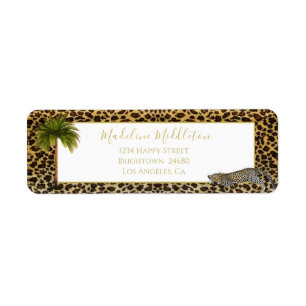Leopard Pattern Palm Tree Tropical Personal Return Address Label