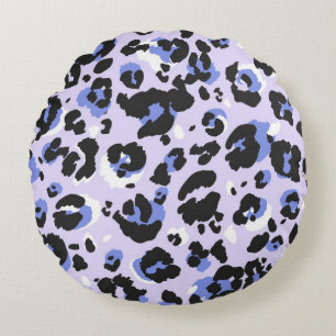 Leopard pattern seamless. Purple leo skin texture. Round Cushion