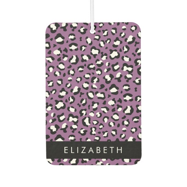 Leopard Pattern, Spots, Purple Leopard, Your Name Car Air Freshener (Front)