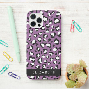 Leopard Pattern, Spots, Purple Leopard, Your Name iPhone 12 Pro Case
