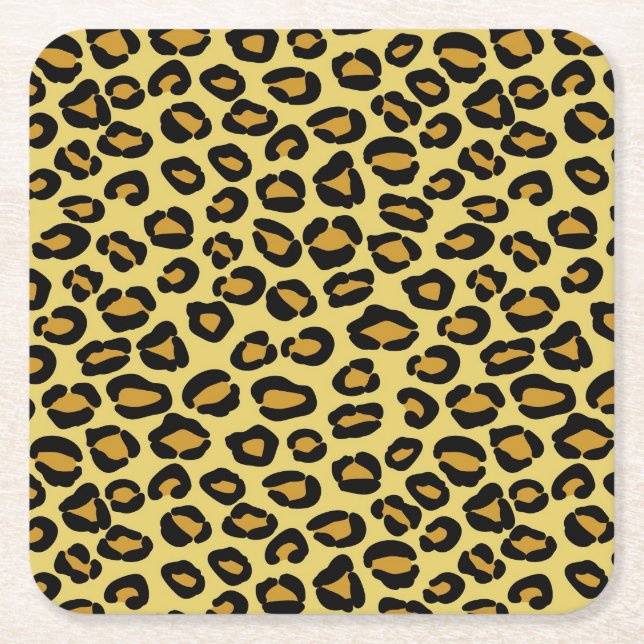 Leopard Pattern Square Paper Coaster (Front)