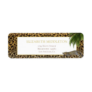 Leopard Pattern Wild Tropical Monogram Return Address Label