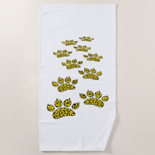 Leopard Paw Print  Beach Towel