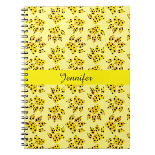 Leopard Paw Print Pattern Add Name Notebook