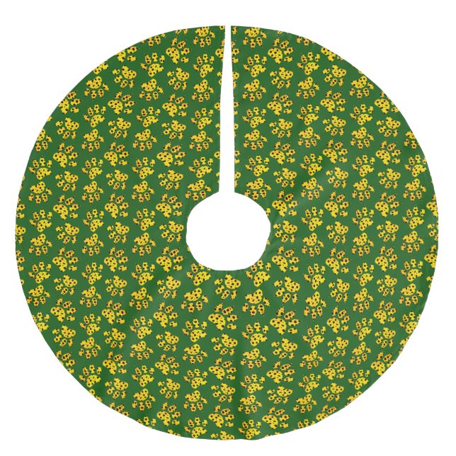 Leopard Paw Print Pattern Brushed Polyester Tree Skirt (Front)