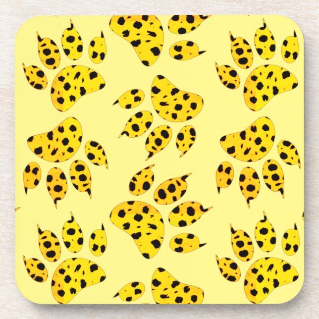 Leopard Paw Print Pattern Coaster (Front)