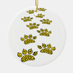 Leopard Paw Print Throw Ceramic Ornament