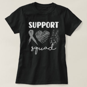 Leopard Peace Love Brain Cancer Support Squad T-Shirt