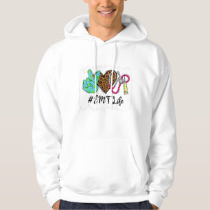 Leopard Peace Love EMT Life Stethoscope School Nur Hoodie