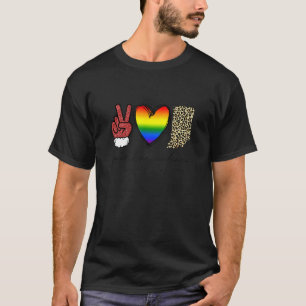 Leopard Peace Love Indiana Heart Lgbt Pride Christ T-Shirt